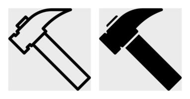 A hammer and a hammer icon on a white background vector