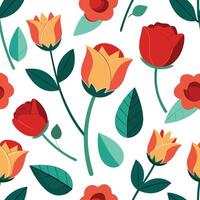 A pattern with red and orange roses vector