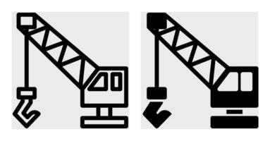 Crane icon set in black color. Crane icon set with outline and glyph style vector