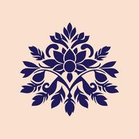 A blue floral design on a beige background vector