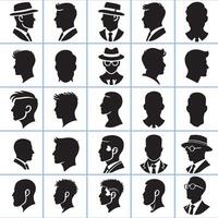 silhouettes of men in hats and hats vector