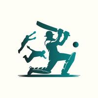 A silhouette of a man hitting a ball with a bat vector