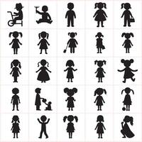 children icons set silhouette design on a white background vector