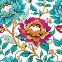 Seamless floral pattern with colorful flowers vector