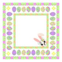 Spring Holiday Easter Eggs Cute Bunny Frame Border vector