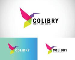 hummingbird Logo. Minimalistic Bird symbol design technology abstract vector