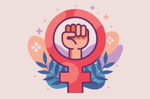 Feminism icon with fist in the center vector