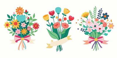 Three different types of flowers are shown in this illustration vector