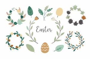 Easter wreaths and leaves clipart vector