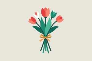 A bouquet of flowers with a ribbon on it vector