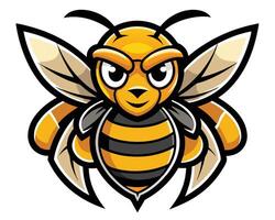 A cartoon bee mascot with black and yellow wings vector