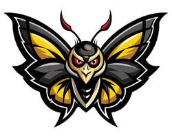 An angry black and yellow butterfly with red eyes vector