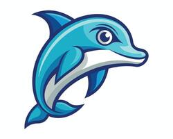 A dolphin mascot with blue eyes vector
