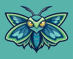 Mascot illustration of a blue and green moth vector