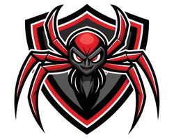 un rojo araña mascota en un proteger vector