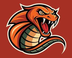 An orange and green snake head with its mouth open vector