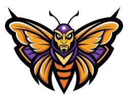 An orange and purple butterfly with a yellow and purple head vector