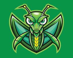 A green insect mascot with a yellow head vector
