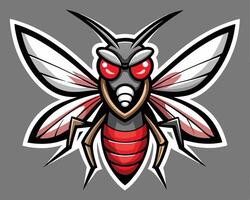 A red and black insect mascot with red eyes vector