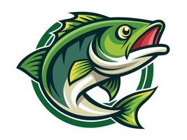 A fish with a green and white background vector