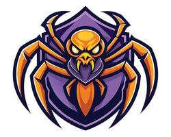 A spider mascot on a shield vector