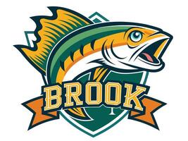 A fish with a banner that says brook vector