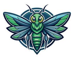 A green insect with large eyes and wings vector