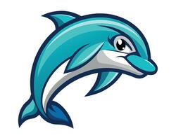 A dolphin mascot with blue and white stripes vector
