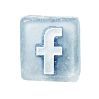 Facebook on ice Block unique style isolated on transparent background png