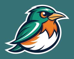 A bird with orange and green feathers vector