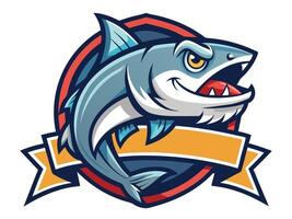 A cartoon shark with a banner on it vector
