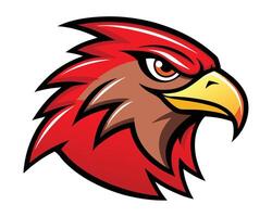 An angry red eagle head with a yellow beak vector