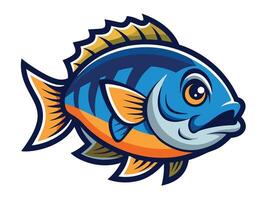 A blue and orange fish with a yellow tail vector