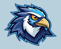 An eagle mascot head with a blue and white color scheme vector