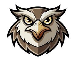 An eagle head with a big beak and long feathers vector