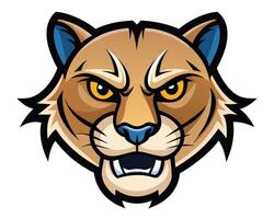 An angry cougar mascot head vector