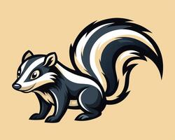 A cartoon skunk with a long tail vector