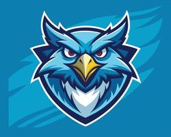 An owl mascot head on a blue background vector