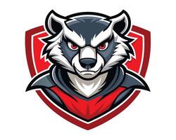 Badger mascot head on a shield vector