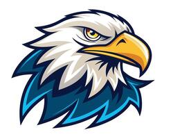 An eagle head with a blue and white background vector