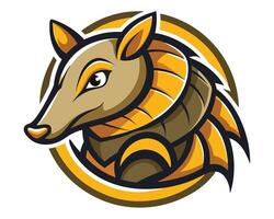 An armadillo head with a yellow and brown color scheme vector