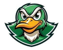 A green and white duck mascot head vector