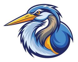 A blue heron with a long beak vector