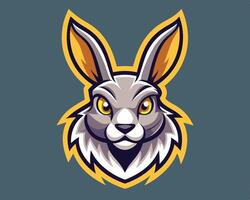 A rabbit head with yellow eyes on a dark background vector