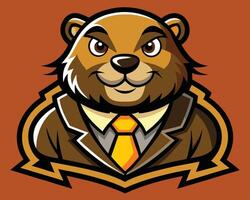A cartoon groundhog wearing a suit and tie vector