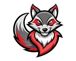 A wolf mascot with red and white fur vector