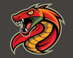 A red and yellow snake head with its mouth open vector