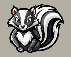 A cartoon skunk with red eyes and white fur vector