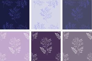 Set of herbs patterns. Seamless botanical pattern featuring delicate, hand-drawn leaves and branches. For fabric prints, wallpapers, or digital use in minimalist, nature-inspired projects vector