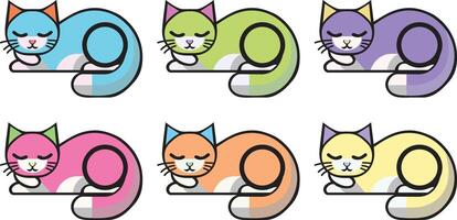 Colorful Sleeping Cat Set for Cute Design Projects vector
